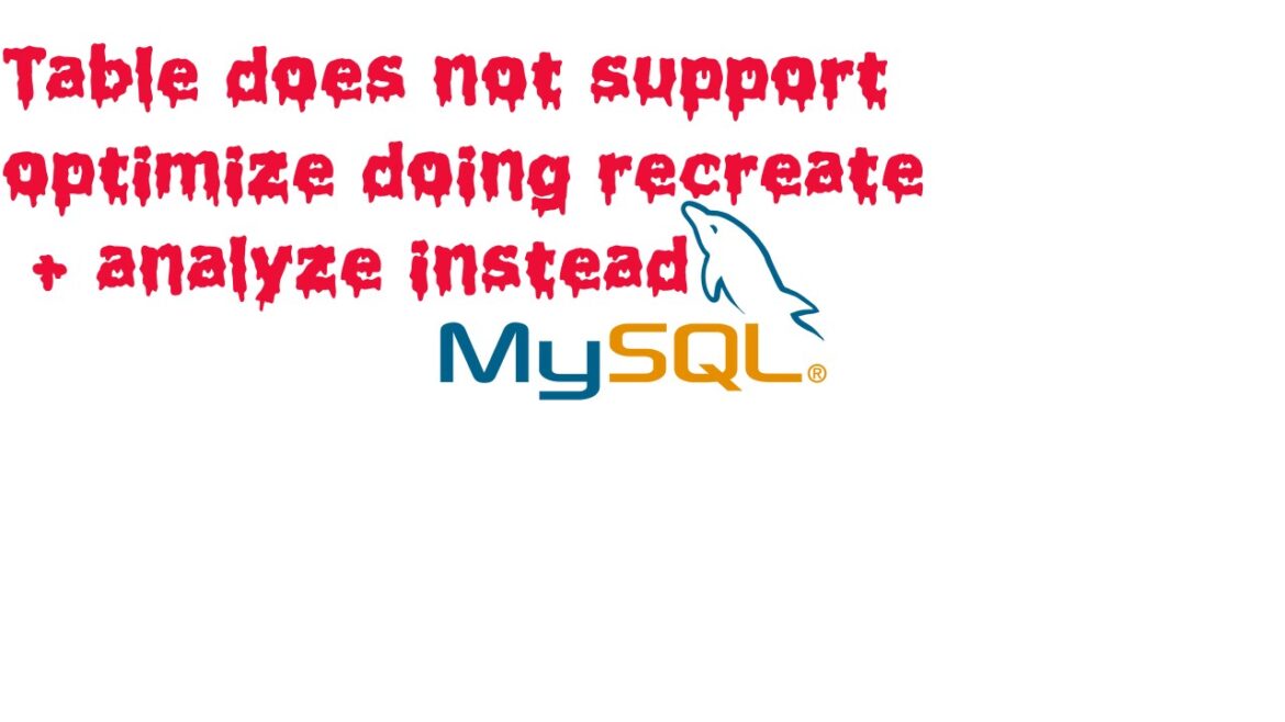 table does not support optimize doing recreate + analyze instead